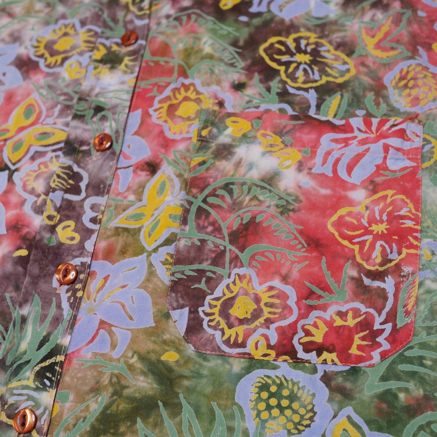 Moore Boom Floral Tie Dye Button Up - XL