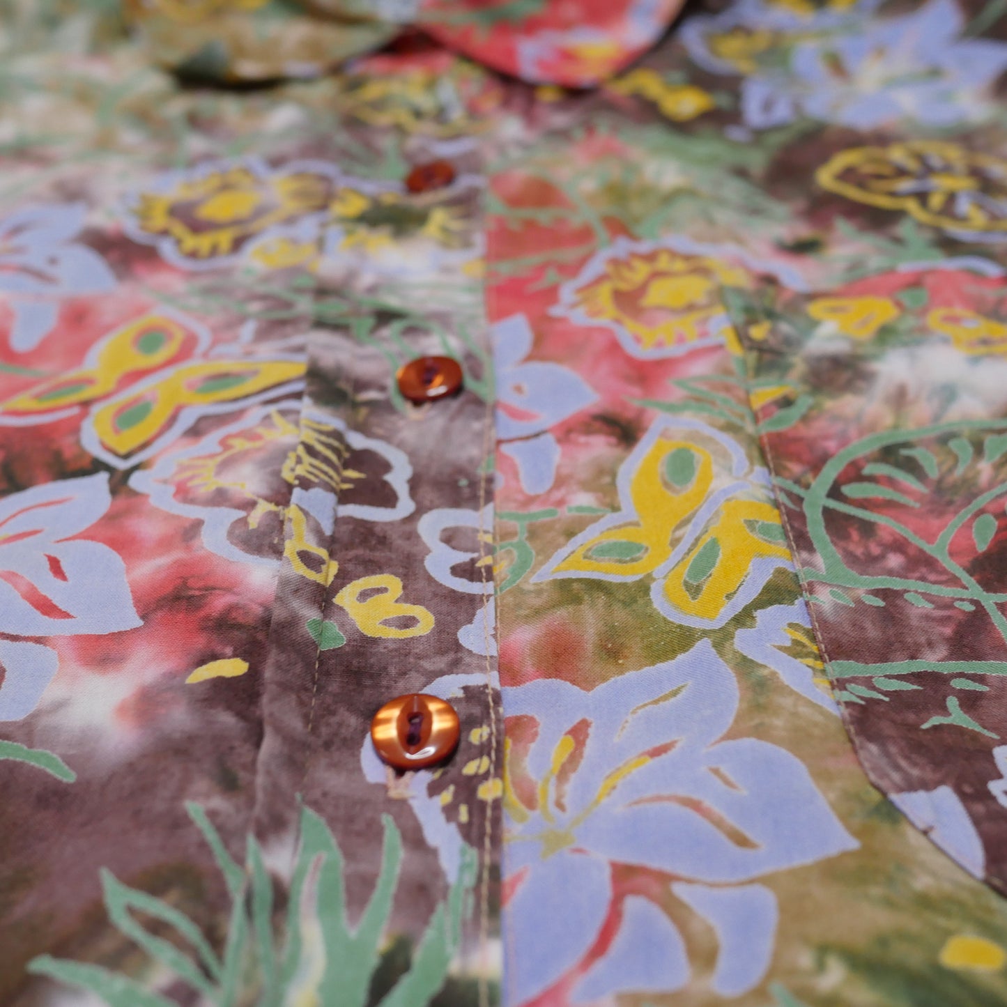 Moore Boom Floral Tie Dye Button Up - XL
