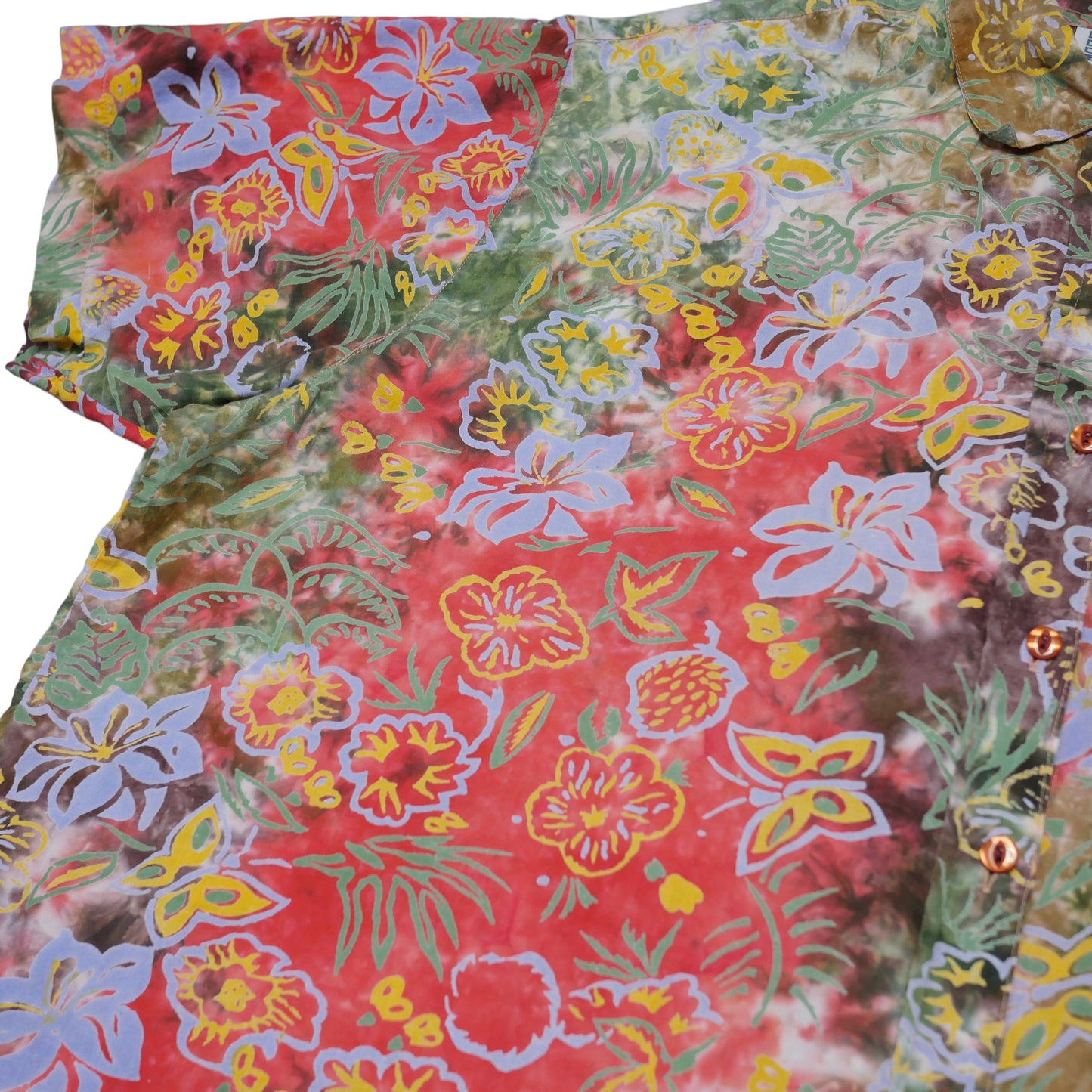 Moore Boom Floral Tie Dye Button Up - XL