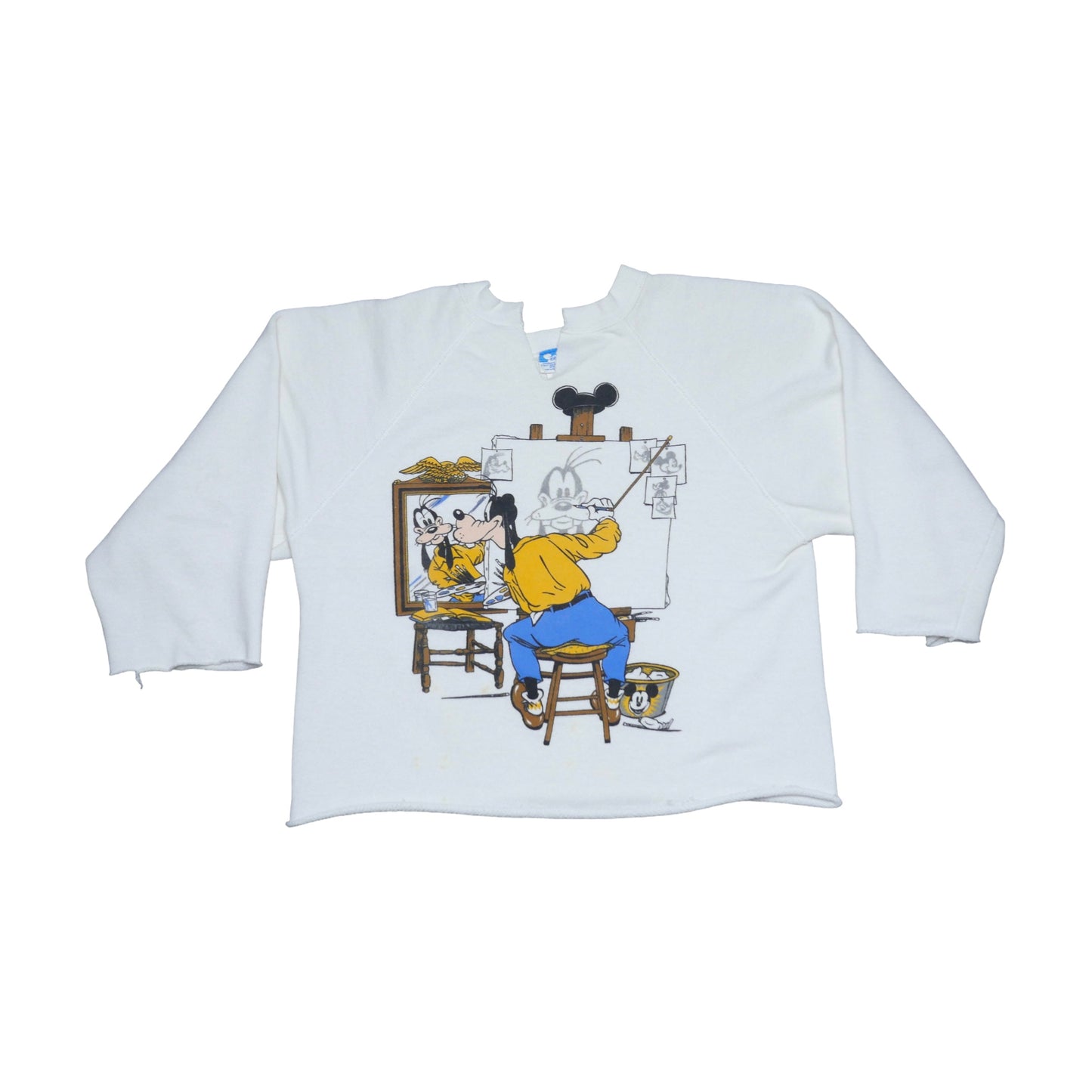 Disney Goofy Self Portrait Chopped Sweatshirt - Medium
