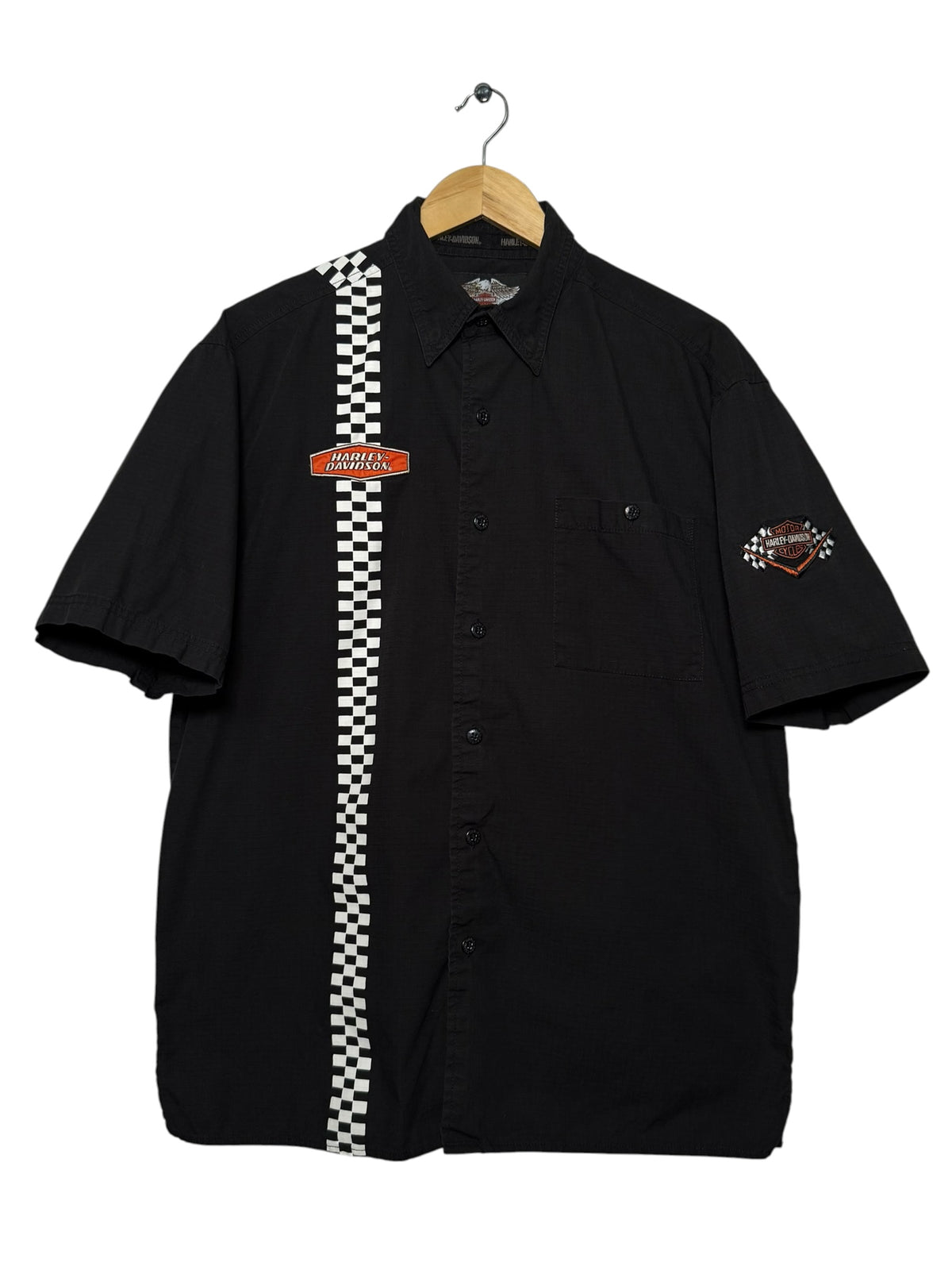 Harley Davidson Checkered Stripe Work Shirt - Medium