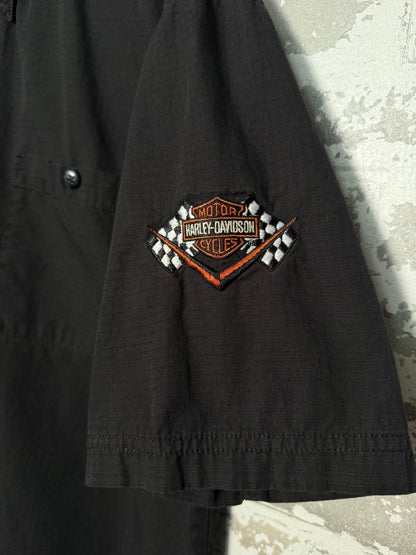 Harley Davidson Checkered Stripe Work Shirt - Medium