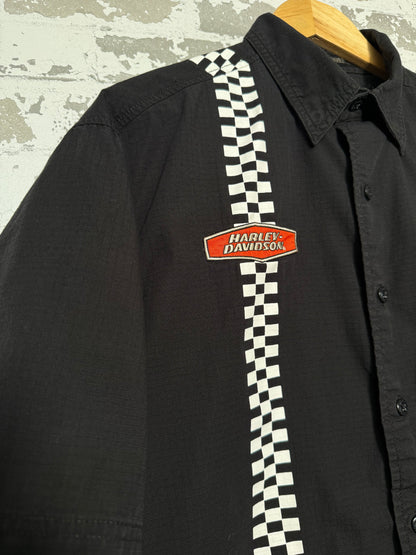 Harley Davidson Checkered Stripe Work Shirt - Medium
