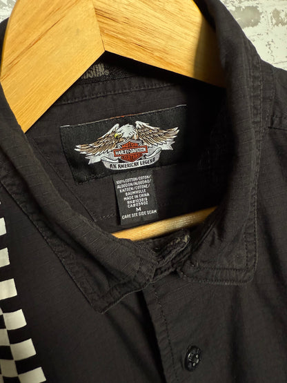 Harley Davidson Checkered Stripe Work Shirt - Medium