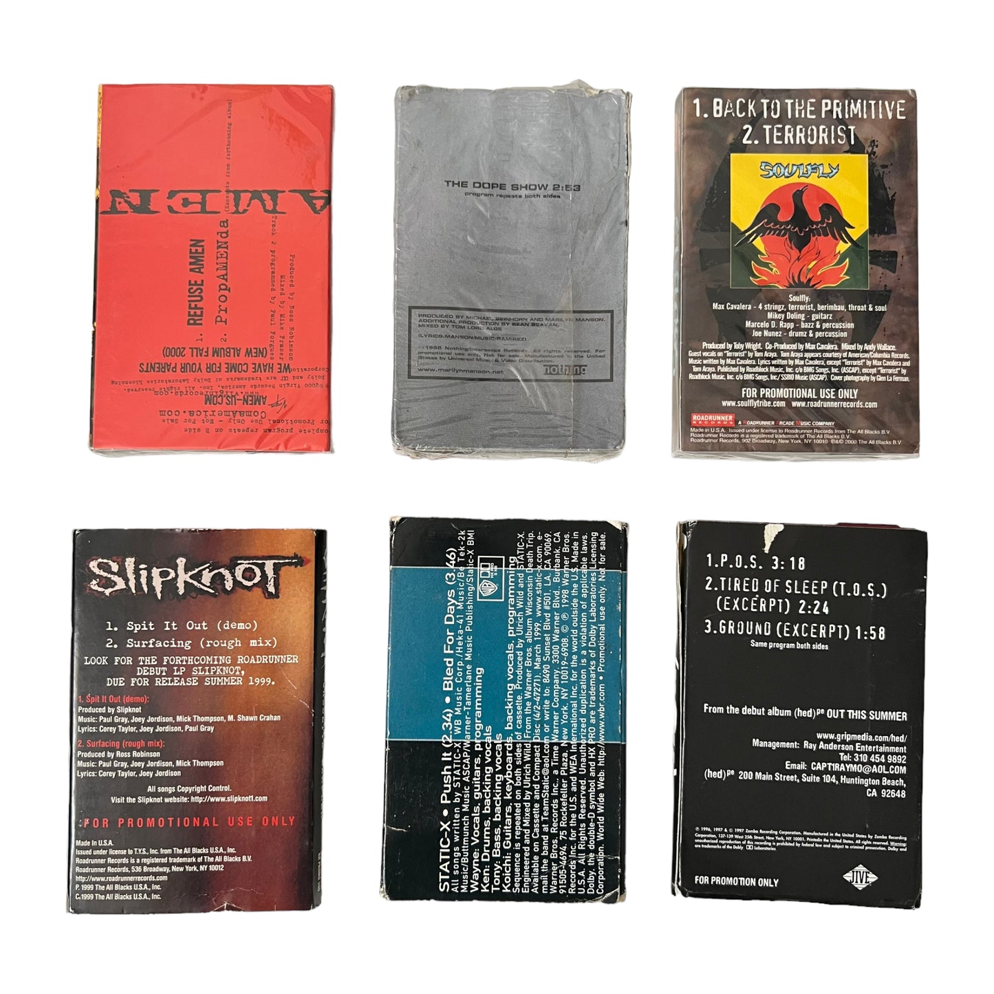 Bundle of 6 Rock Cassette Tape Samplers