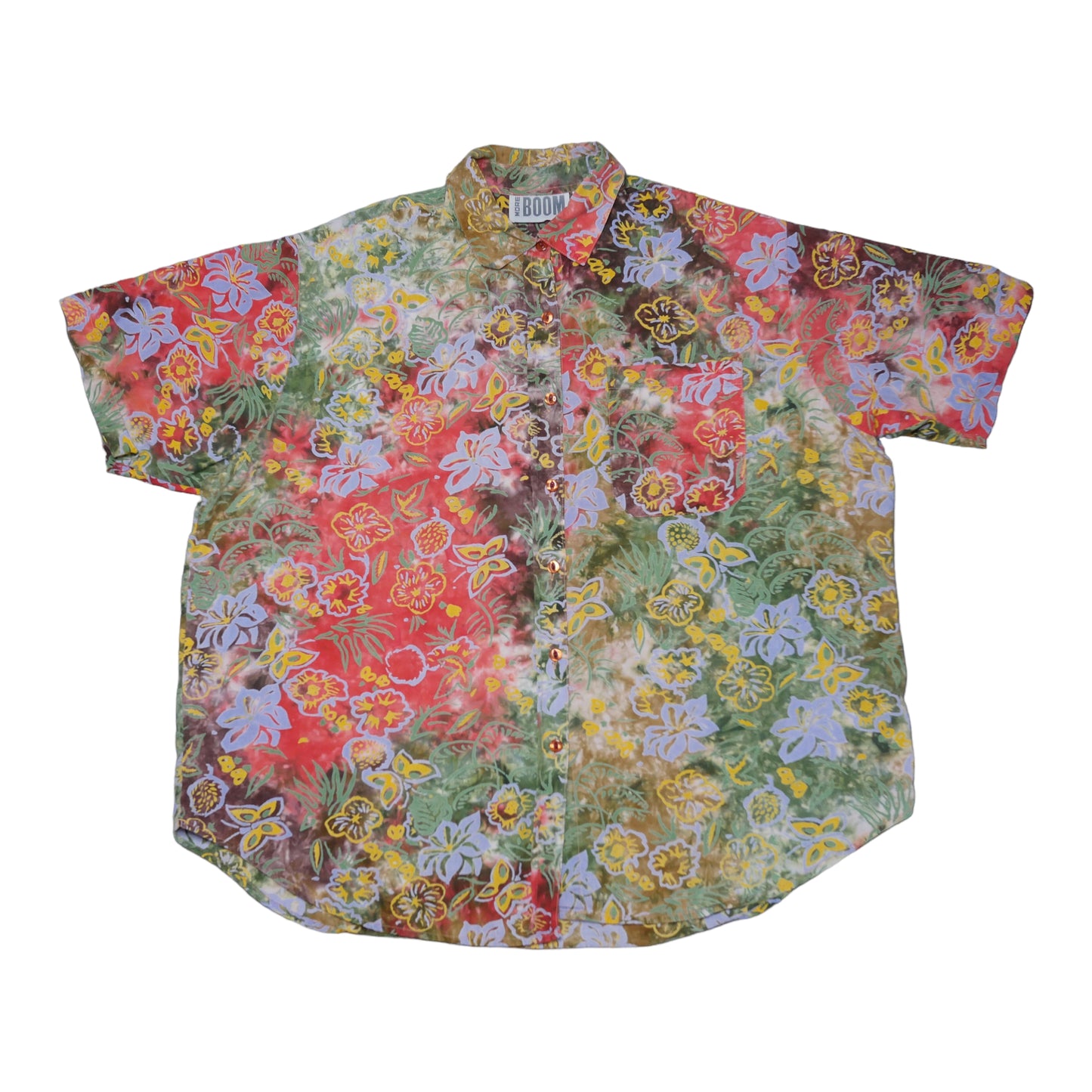 Moore Boom Floral Tie Dye Button Up - XL