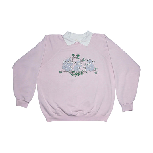 Koala Bear Collared Crewneck Sweatshirt - Small