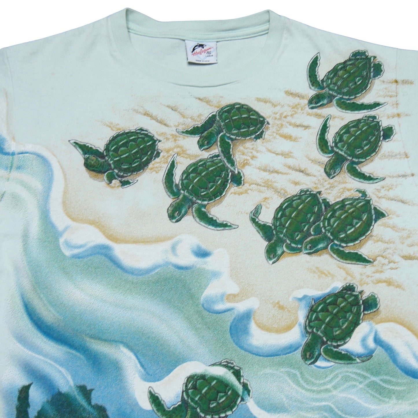 Beach Turtle All Over Print Harlequin Ng Shirt - Large