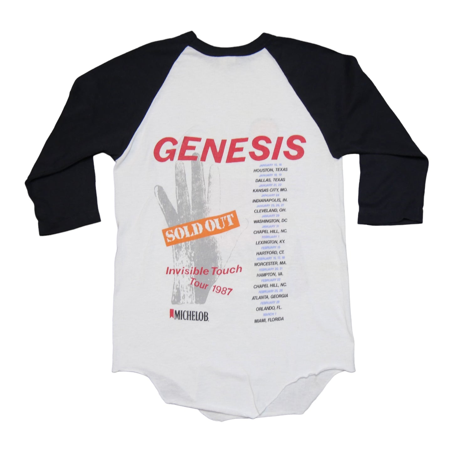Genesis Invisible Touch Tour 1987 Raglan Shirt - Medium