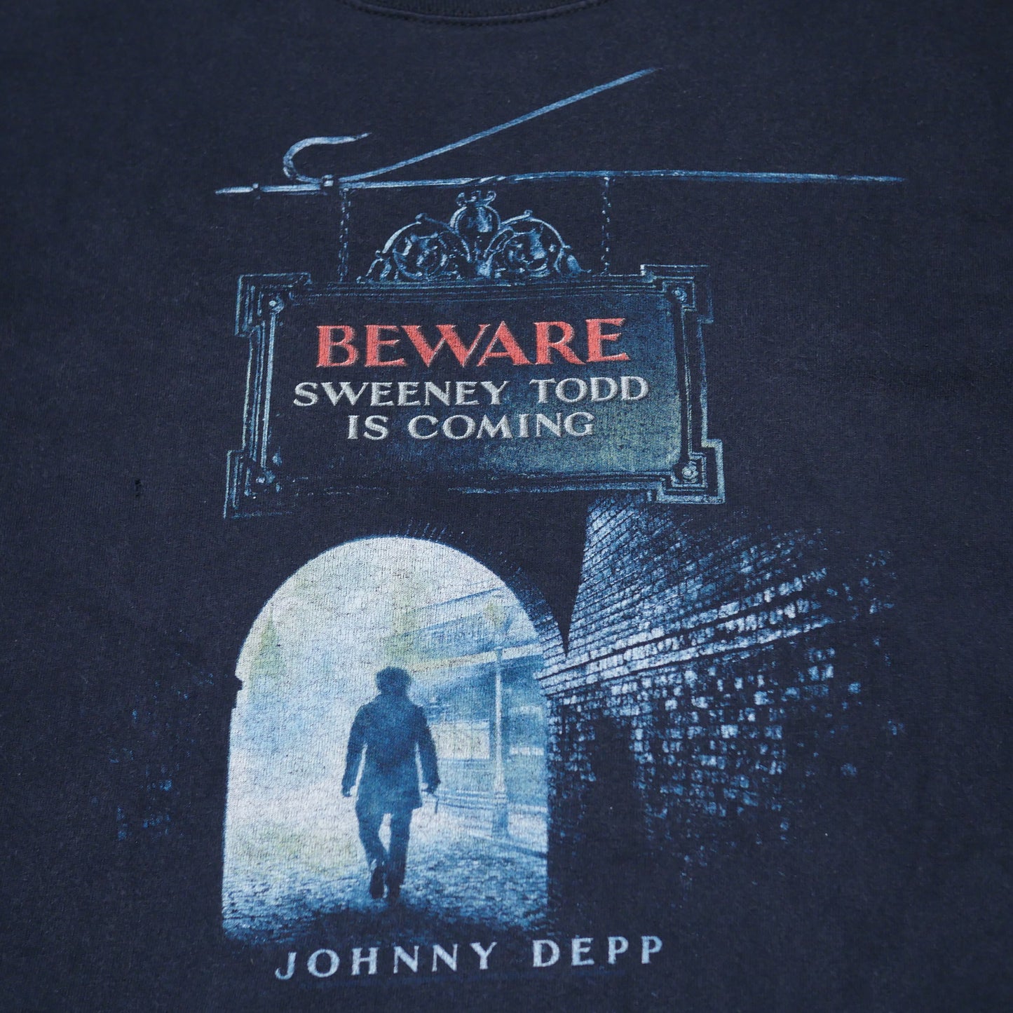 Beware Sweeney Todd is Coming Johnny Depp Movie Promo Shirt - Large