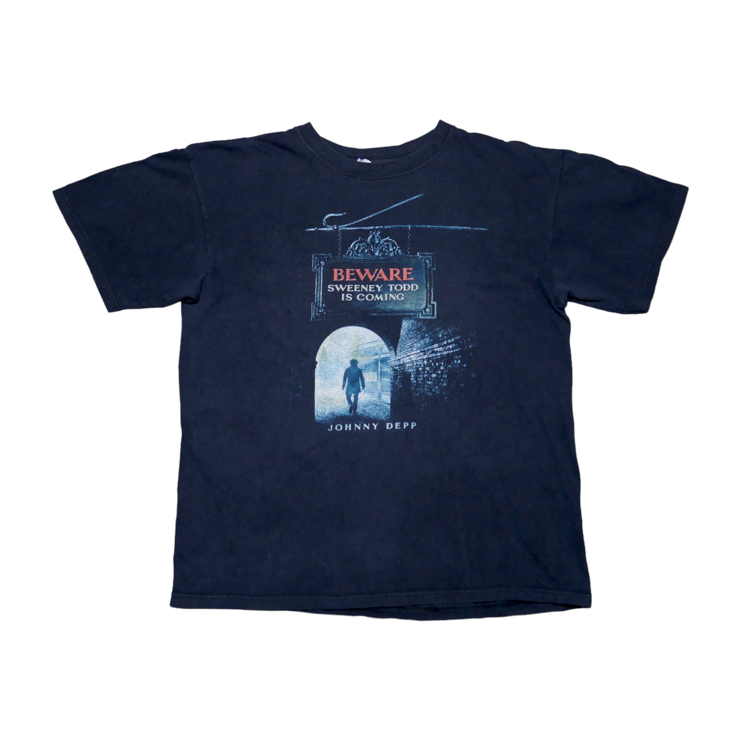 Beware Sweeney Todd is Coming Johnny Depp Movie Promo Shirt - Large
